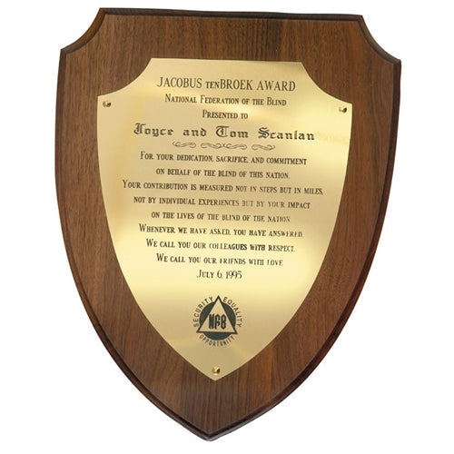 Simulated Walnut Shield Plaque