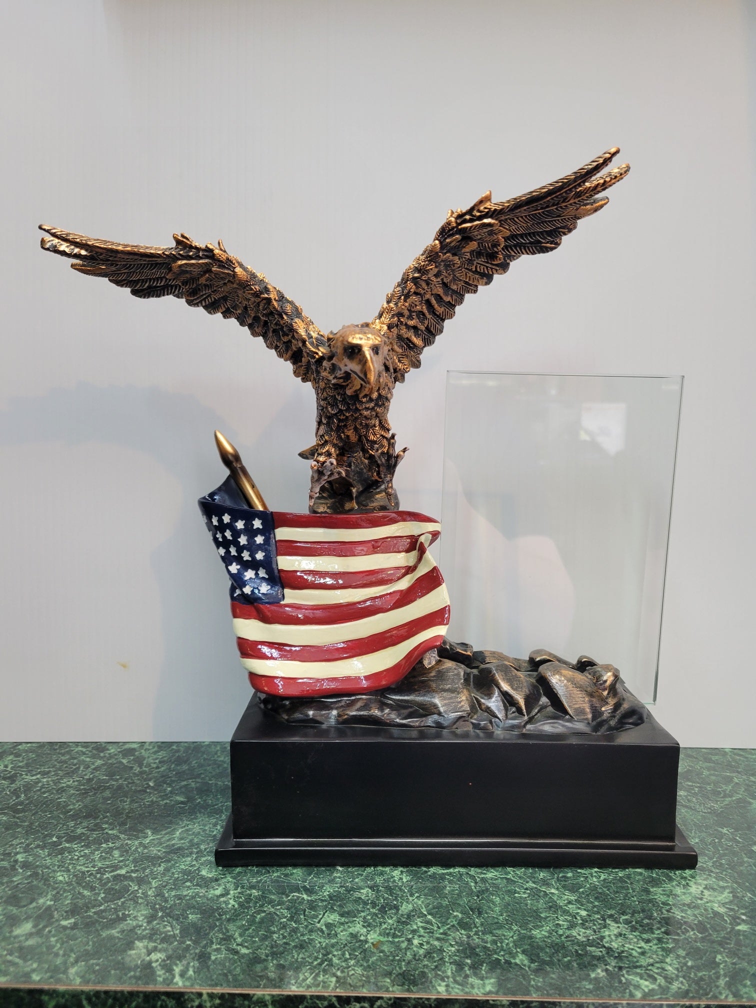 Eagle with Flag and Glass