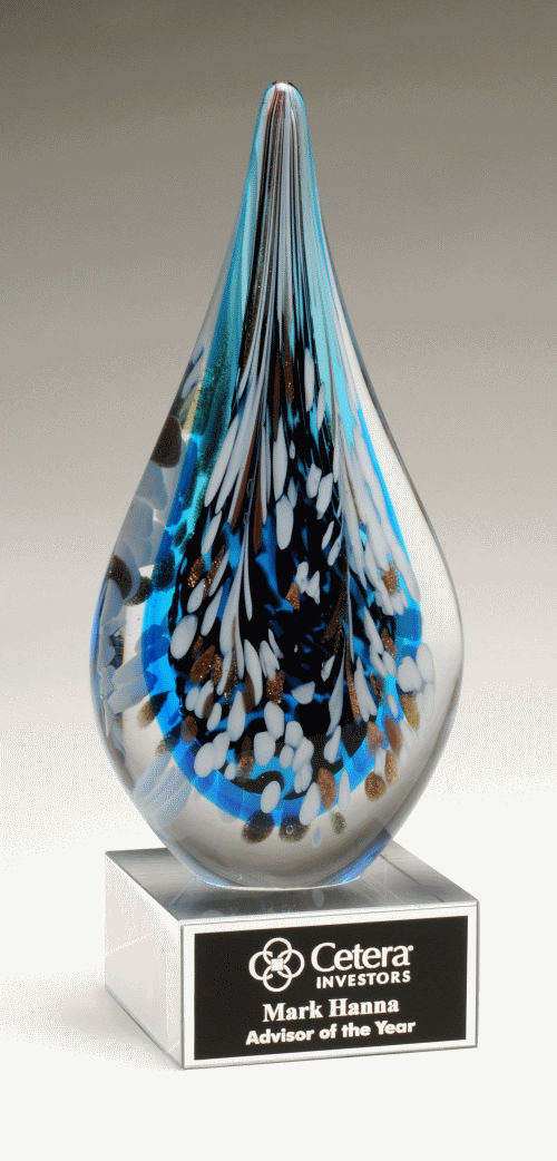 Multi-Colored Art Glass Droplet Award