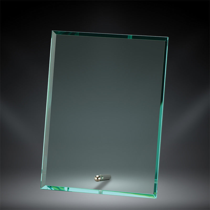 Jade Glass Portrait Plaque with Single Silver Peg Stand