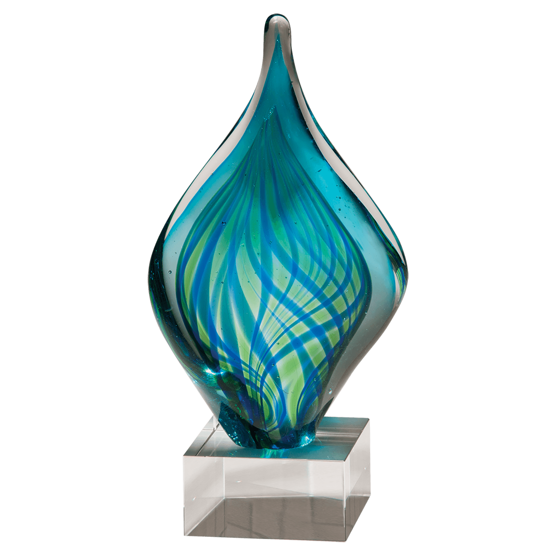 8.75" Blue and Green Twist Art Glass