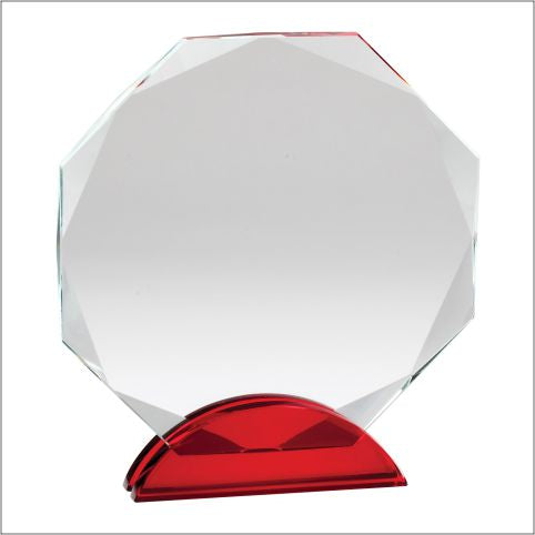 8" Octagon double arc on red glass base