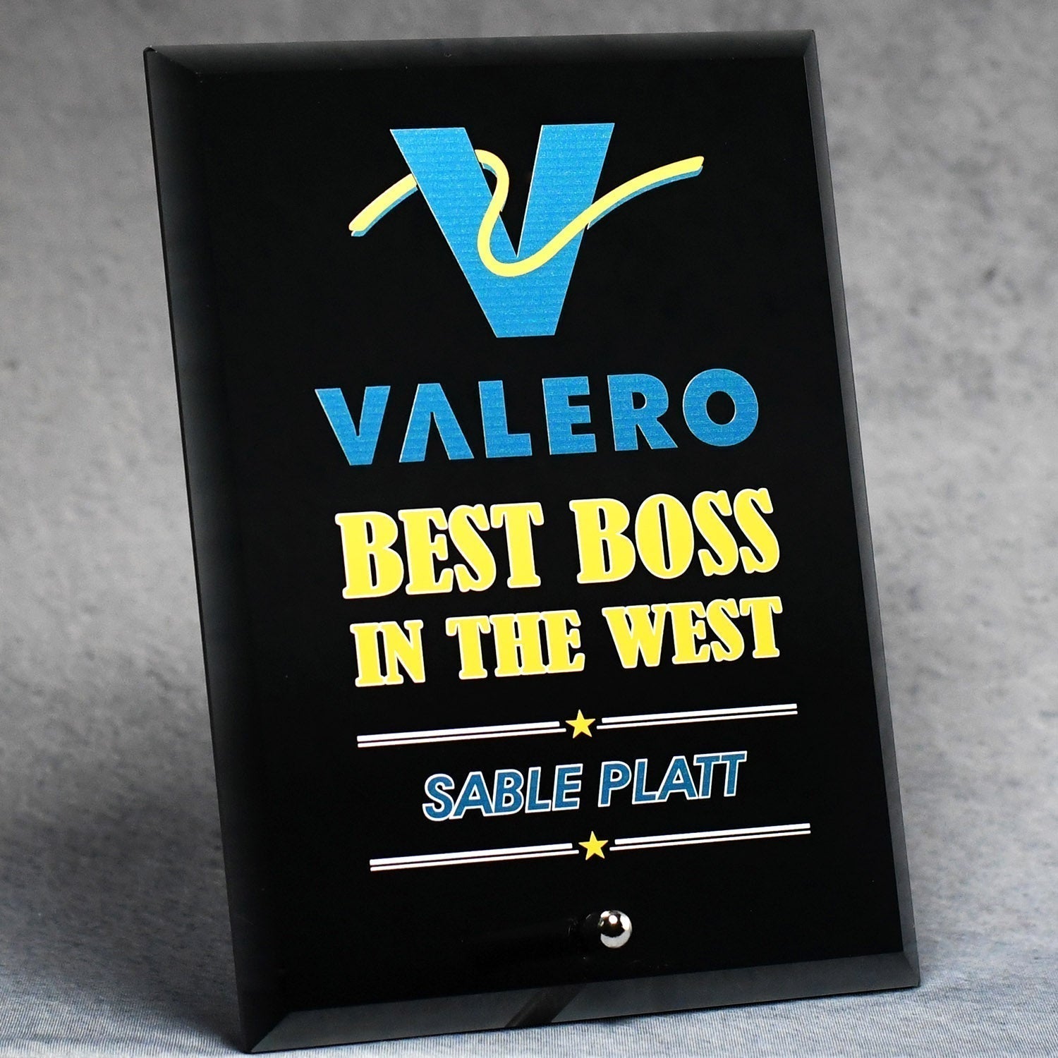 Economy Black Glass Standing Plaque