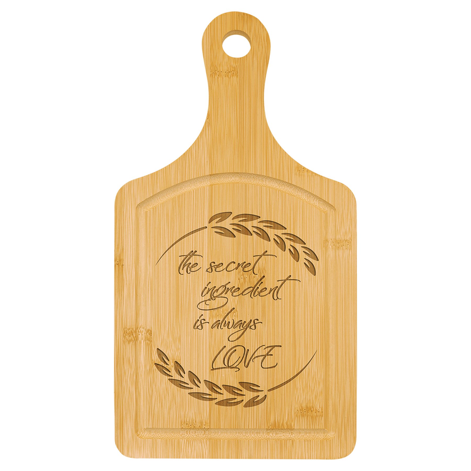 Bamboo Cutting Board Paddle Shape with Drip Ring