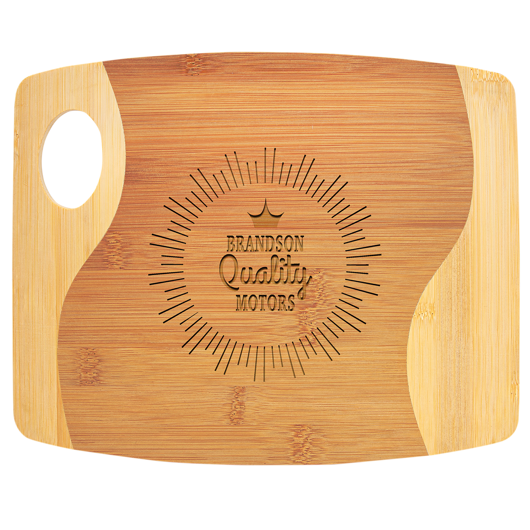 Two-Tone Bamboo Cutting Board with Handle