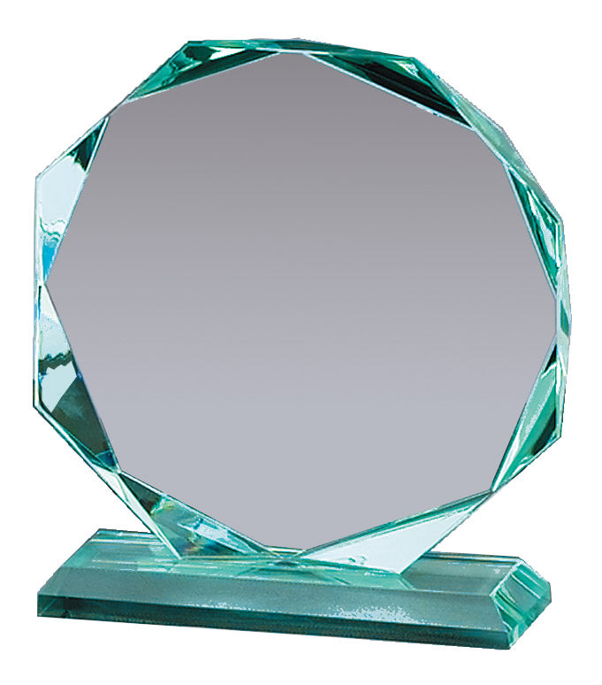 Beveled Jade Glass Octagon Award