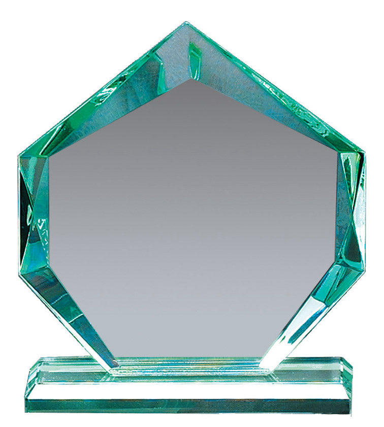 Jade Glass Hexagon Award with Base