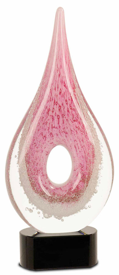 11 1/4 inch Pink Hole Rain Drop Art Glass