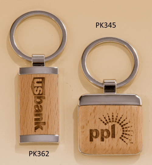 Chrome Key Rings with Maple Wood Inserts