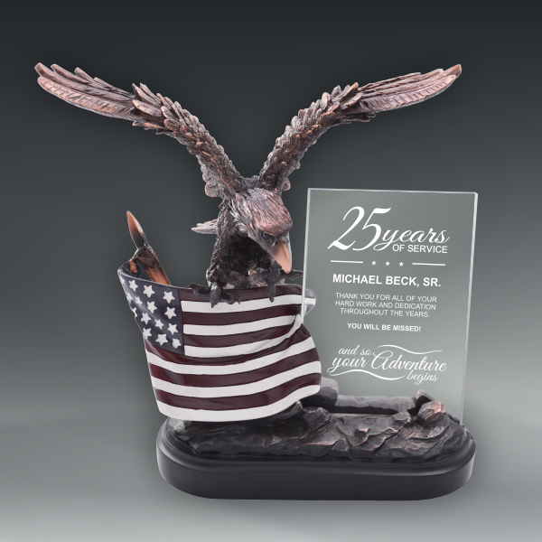 Bronze Eagle With Flag and Crystal