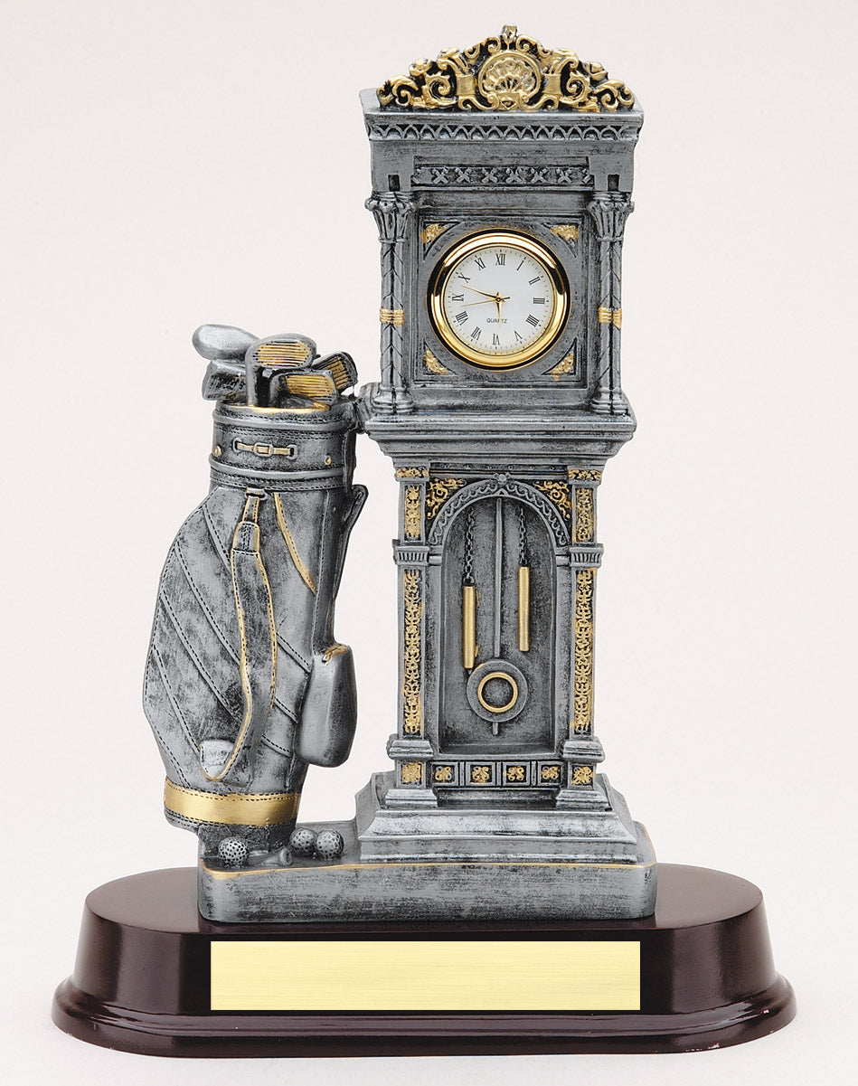 Clock and Golf Bag 10.5" Resin